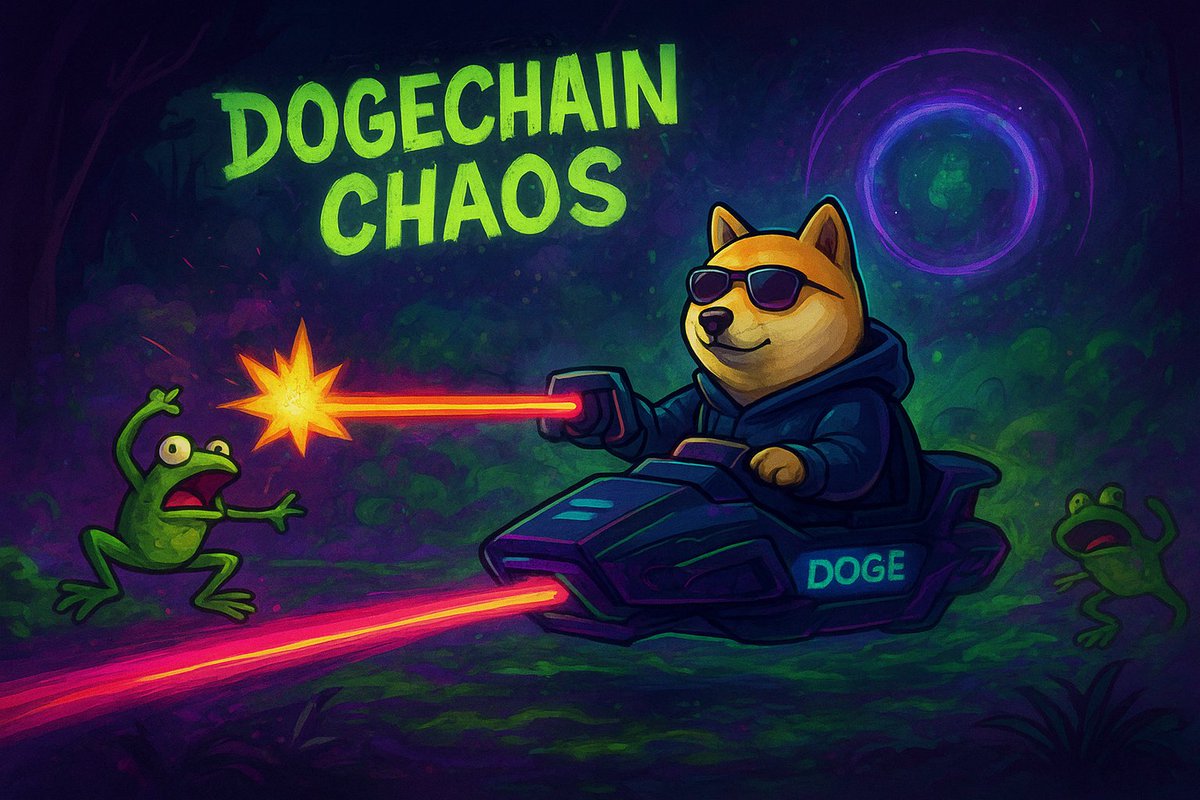 Doge locked in. Lasers out. 🐶⚡
The frogs never stood a chance

Welcome to #Dogechain where chaos fuels the memes. 💚🐸