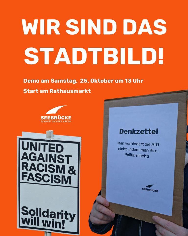WerHatDerGibt's tweet photo. Wenn euch die #Stadtbild Aussage von Merz auch so aufgeregt hat, dann lasst uns am Samstag gemeinsam ein Zeichen setzen und kommt zur Demo am Rathausmarkt in Hamburg um 13 Uhr. https://t.co/Pu44NW2szm
