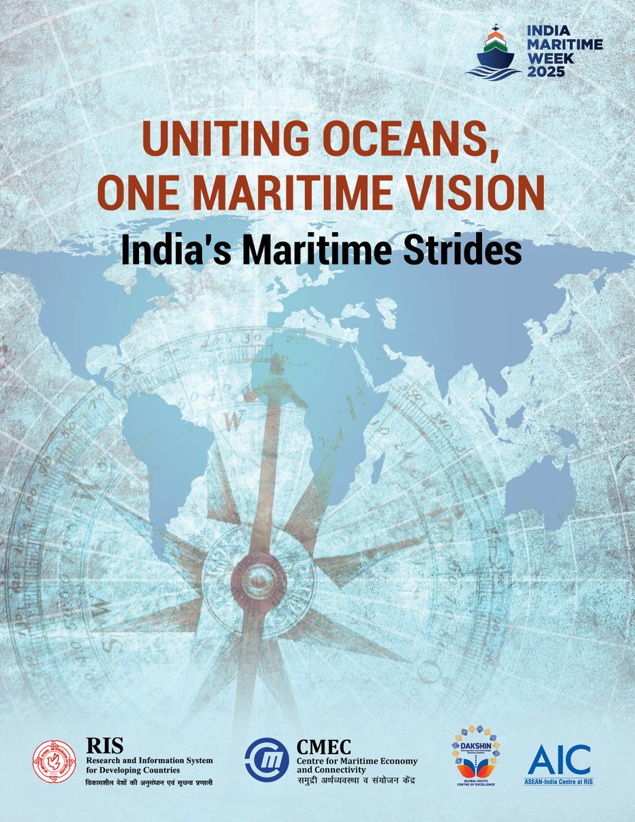 Join us at #IndiaMaritimeWeek25 for launch of the Knowledge Report “Uniting Oceans,One Maritime Vision: India’s Maritime Strides” by <a href="/cmec_ris/">Centre for Maritime Economy and Connectivity</a> , showcasing India’s maritime growth story &amp; opportunities for USD 1 Trillion investments.
<a href="/RIS_NewDelhi/">RIS</a> <a href="/SKSharma_World/">Sachin Kumar Sharma</a> 
<a href="/shipmin_india/">Ministry of Ports, Shipping and Waterways</a>