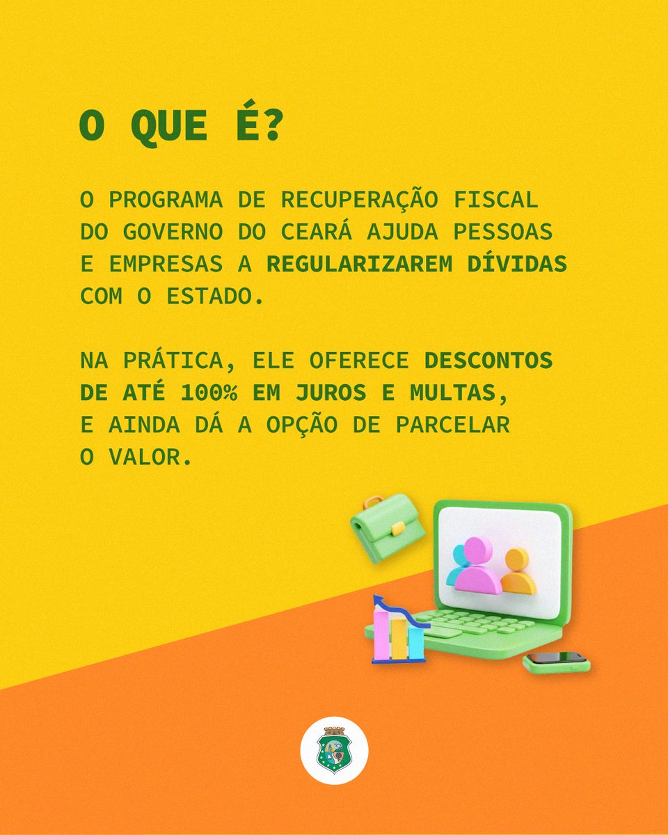 GovernoDoCeara's tweet photo. Precisa regularizar suas dívidas? Se liga nessa facilidade! 👇
O Refis 2025 chegou com vários descontos e condições especiais para você.
Confira mais informações no post e solicite adesão em https://t.co/60ouxJDdwn até 15 de dezembro. 🤝
#GovernodoCeará #Refis https://t.co/2VYwF7yIEf