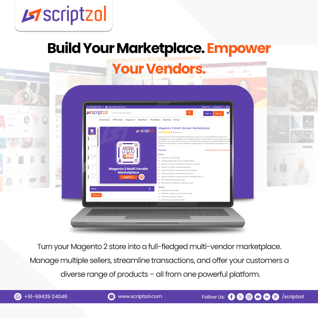 scriptzol's tweet image. 🛒 Build your dream marketplace. Empower your vendors. 
Turn your Magento 2 store into a full-fledged multi-vendor platform with Scriptzol.
Explore Now 👉 scriptzol.com/magento-2-mult…
#Magento2 #MultiVendorMarketplace #Scriptzol #EcommerceSolutions #MarketplaceMadeEasy