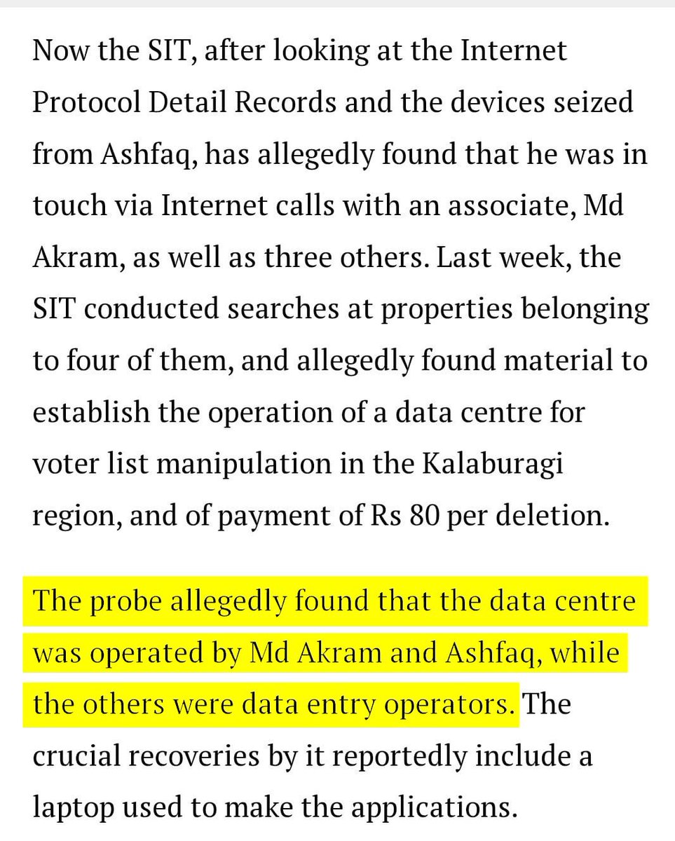rishibagree's tweet photo. Congress is protecting the real culprits of Aland.

As per the Karnataka CID, the entire voter deletion operation was being run from a call centre managed by Ashfaq and Akram

Yet, instead of ensuring justice, it was the Congress-led Karnataka government that allowed the main accused, Ashfaq, to quietly flee to Dubai while the investigation was still ongoing

Why did this happen? 
Whom is Congress trying to shield? 
The pattern looks like a script written by Congress itself