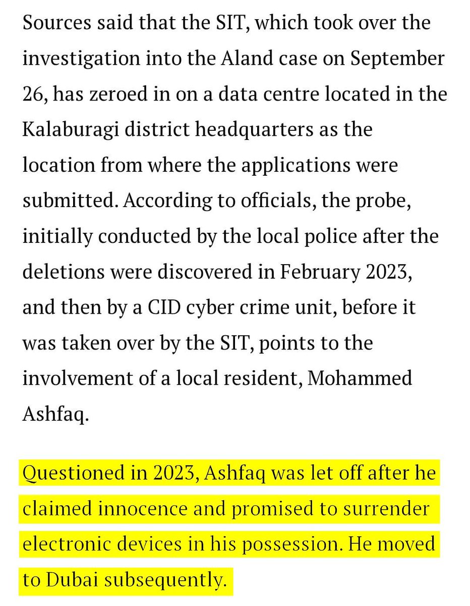 Congress is protecting the real culprits of Aland.

As per the Karnataka CID, the entire voter deletion operation was being run from a call centre managed by Ashfaq and Akram

Yet, instead of ensuring justice, it was the Congress-led Karnataka government that allowed the main