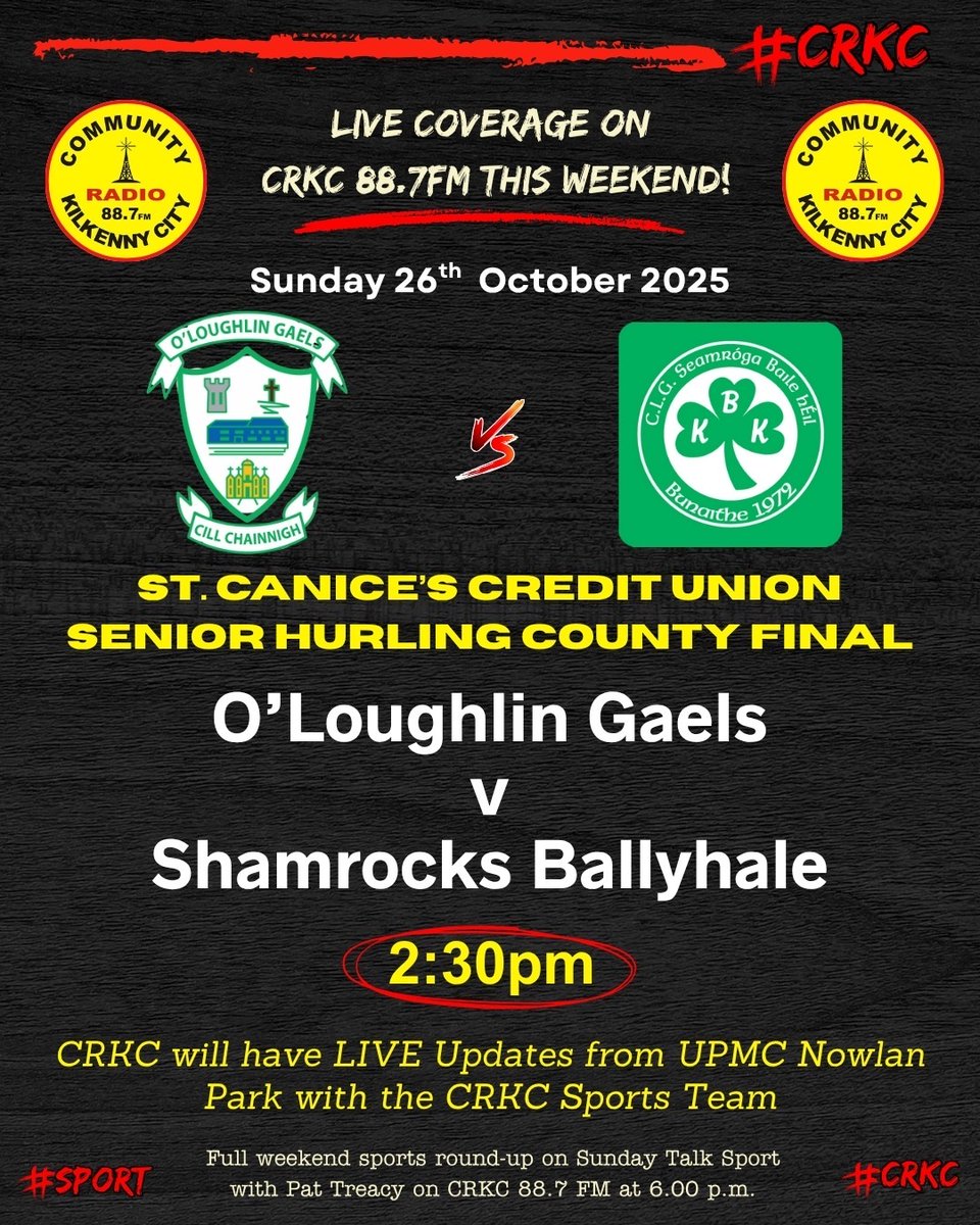 CRKC 88.7FM (@crkc1) on Twitter photo Regular updates from the KK SHC County Final from the CRKC Sports Team on this Sun. 26.10 on 88.7 FM, www.crkc.ieor the Radio Garden App <a href="/CRKC1/">CRKC 88.7FM</a> <a href="/crkcsport/">CRKC Sport 📻</a> <a href="/treacy_pat/">KCR Sport</a> <a href="/nickeybrennan/">Nickey Brennan</a> <a href="/liam_kor/">Liam Kelly O’Rourke</a> <a href="/CiaranNeary/">Ciaran Neary</a> <a href="/CiarnMuldowney/">Ciarán Muldowney</a> <a href="/ButlersHurleys/">Butlers Hurleys</a> Regular updates from the KK SHC County Final from the CRKC Sports Team on this Sun. 26.10 on 88.7 FM, www.crkc.ieor the Radio Garden App <a href="/CRKC1/">CRKC 88.7FM</a> <a href="/crkcsport/">CRKC Sport 📻</a> <a href="/treacy_pat/">KCR Sport</a> <a href="/nickeybrennan/">Nickey Brennan</a> <a href="/liam_kor/">Liam Kelly O’Rourke</a> <a href="/CiaranNeary/">Ciaran Neary</a> <a href="/CiarnMuldowney/">Ciarán Muldowney</a> <a href="/ButlersHurleys/">Butlers Hurleys</a>