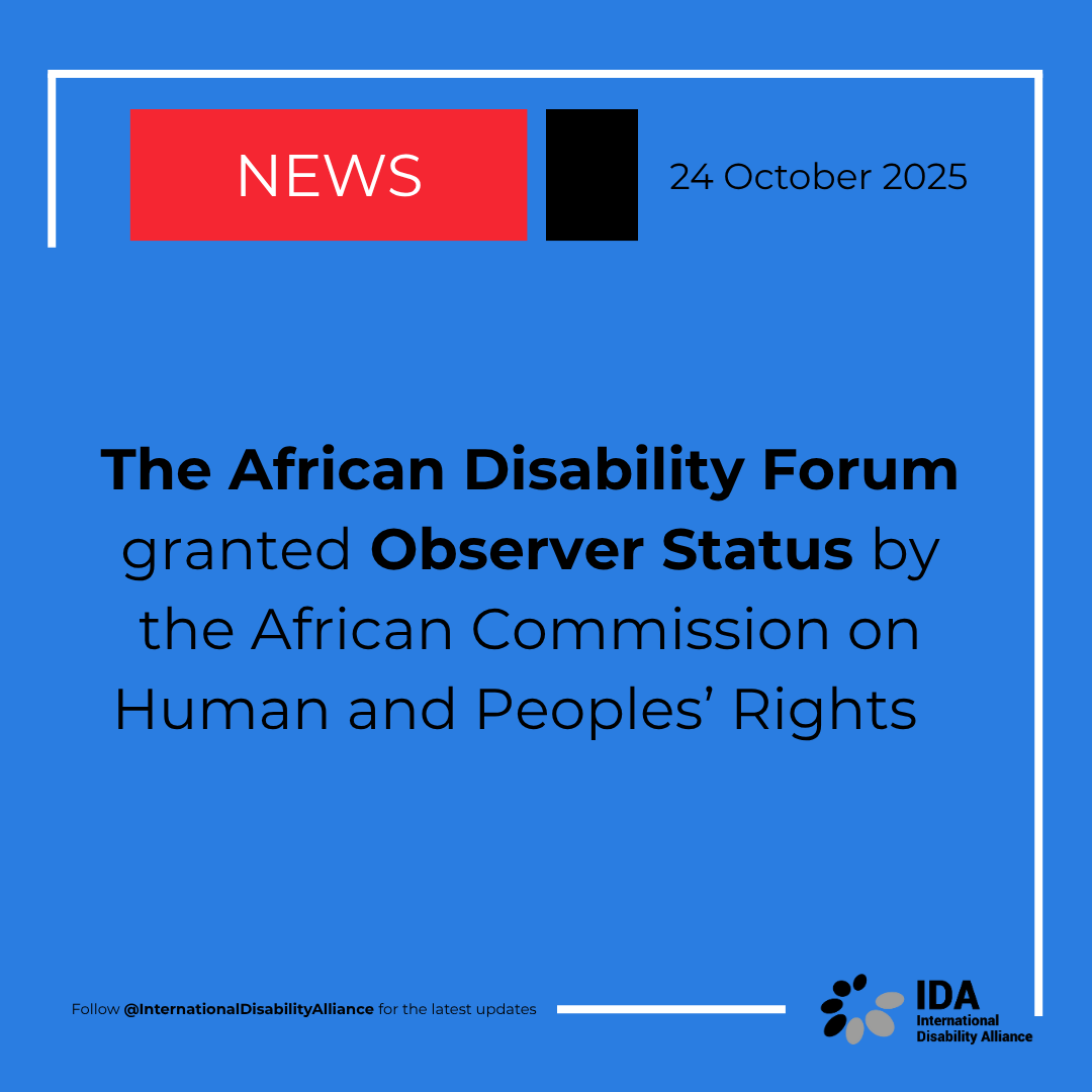 A big step forward for disability rights in Africa! 
 
The <a href="/ADFSecretariat/">African Disability Forum (ADF)</a>  (ADF) has been granted Observer Status by the African Commission on Human and Peoples' Rights (ACHPR). This means that persons with disabilities are now formally recognised as important players in