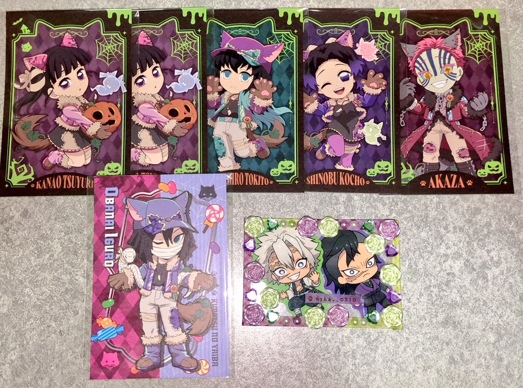 【交換】鬼滅の刃 ufotable cafe ハロウィン トワイライト ノベルティ ポストカード

譲▶︎通常 村田、伊黒
トワイライト 善逸、伊黒、甘露寺、カナヲ×2、無一郎、しのぶ、猗窩座

求▶︎実弥(優先)、玄弥

※固定ツイ必読、郵送取引
纏めて、村田を一緒にお取引優先
通常↔トワイライトでの交換可