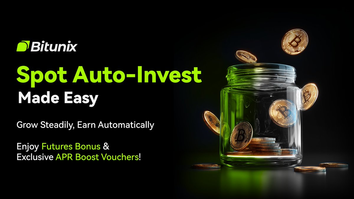 BitunixOfficial's tweet image. Join Bitunix Spot Auto-Invest & earn extra rewards! 💰
Create your plan, invest, and unlock Futures Bonuses + APR Boost Vouchers.  
Event: Oct 24 – Nov 7 (UTC)   
Start now 👉 short.bitunixads.com/T8BgJC1Y
#Bitunix #AutoInvest #Crypto #Airdrop
