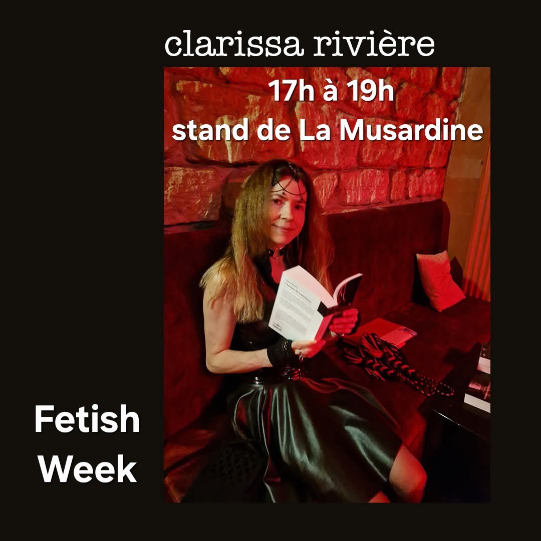 La <a href="/ParisFetishWeek/">Paris Fetish Week</a> deuxième jour !
Je serai présente cet après-midi sur le stand de <a href="/lamusardine/">La Musardine</a> 📚 😊