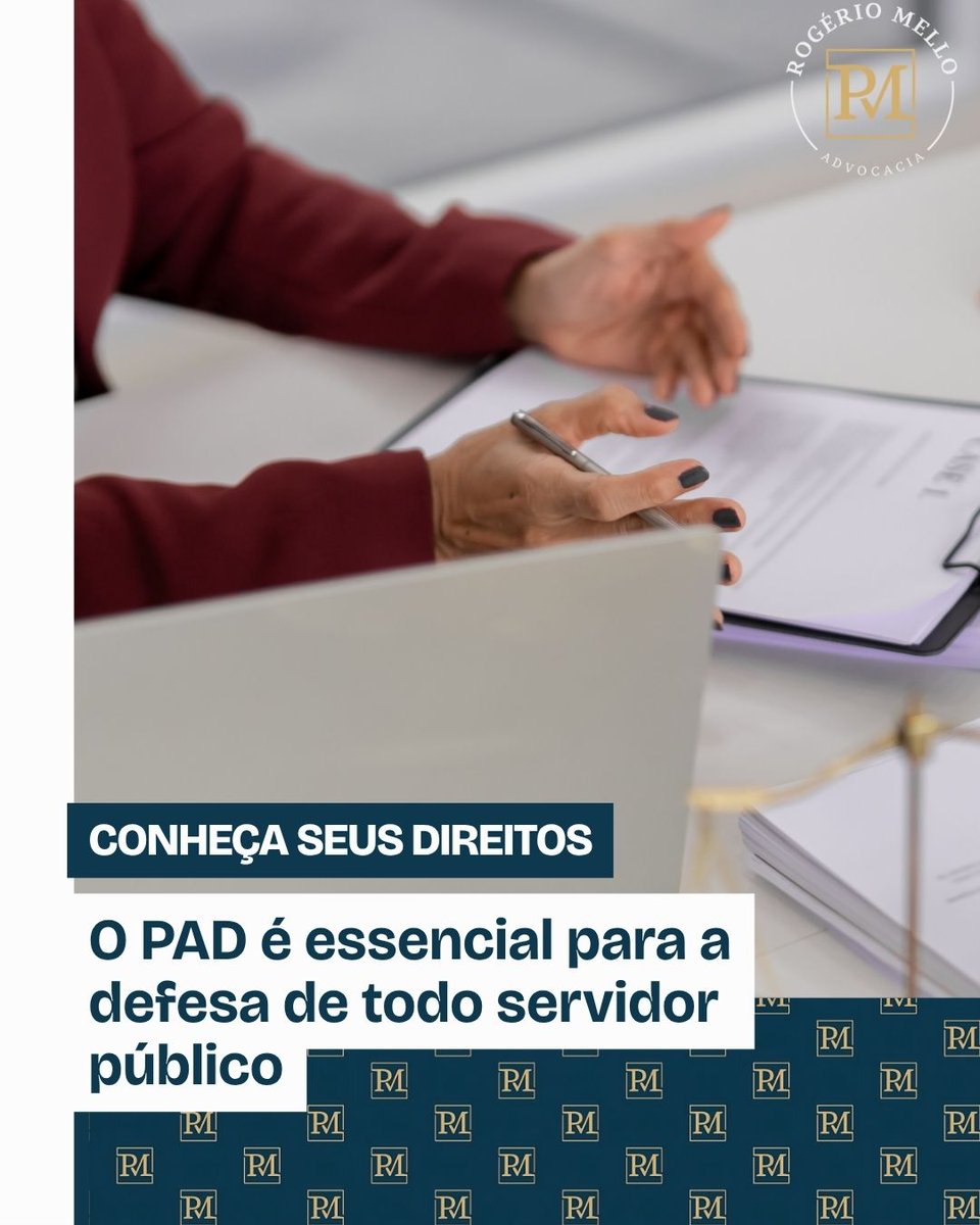 rogmelloadv's tweet image. O Processo Administrativo Disciplinar (PAD) é o meio pelo qual a Administração apura faltas funcionais. Mais que punição, é garantia de defesa, assegurando ao servidor o contraditório, ampla defesa e prerrogativas legais para proteger sua dignidade e carreira. ⚖️