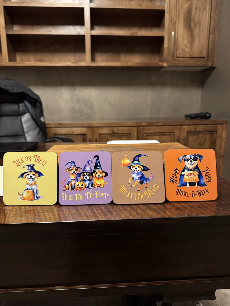 We would like to say thank you to <a href="/CharliePawsUp/">Charlie Boo 💙🐶</a> for the wonderful Halloween coasters! So darn cute! Dad loves them!🤗🥰🐾🐾🐾