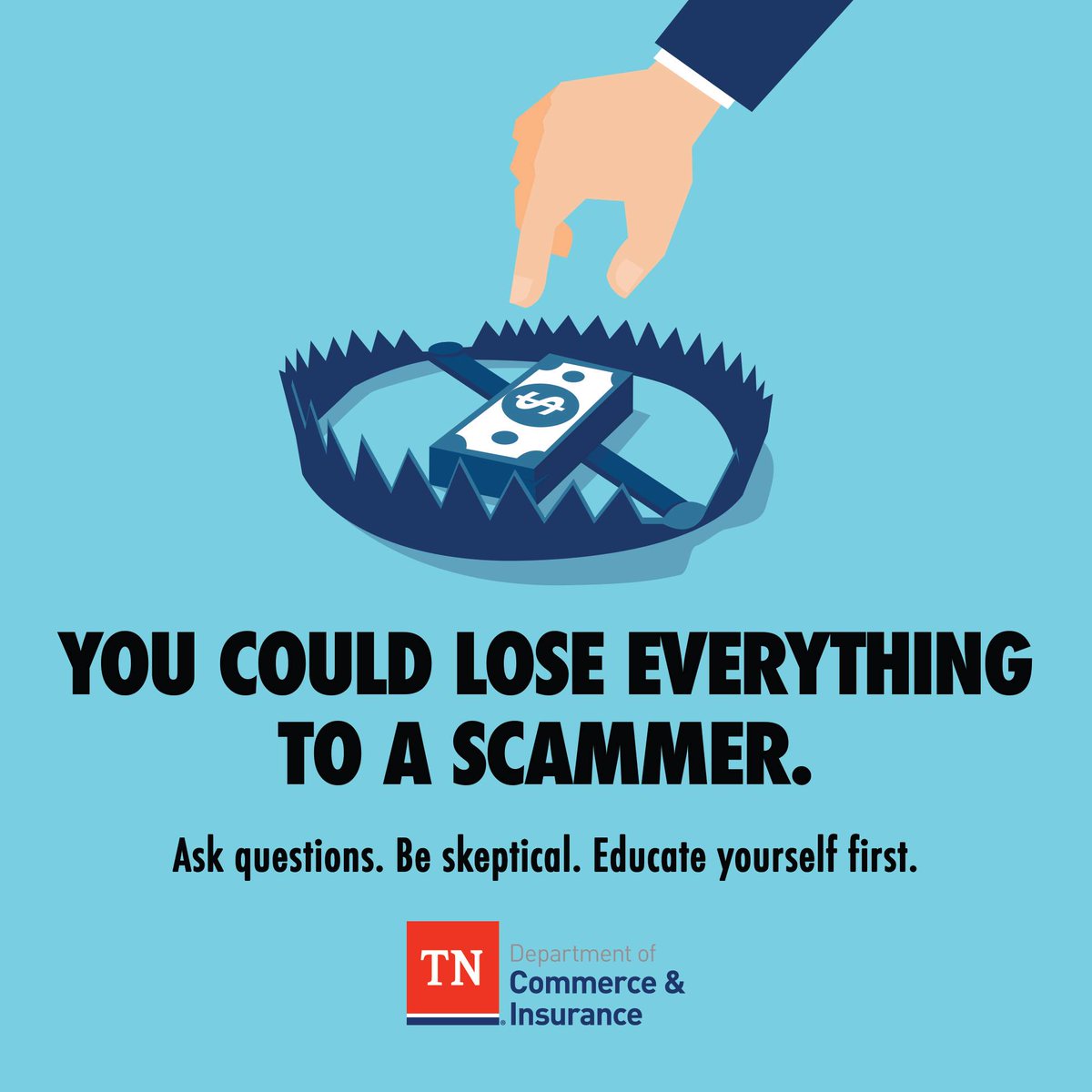 TN Department of Commerce & Insurance (@tncommerceinsur) on Twitter photo Scam artists may promise once-in-a-lifetime opportunities but, in fact, they’re ripping off hard- working Tennesseans. If consumers believe they have been victimized by a scammer, they should report the incident to their local law enforcement agencies. #consumerprotection Scam artists may promise once-in-a-lifetime opportunities but, in fact, they’re ripping off hard- working Tennesseans. If consumers believe they have been victimized by a scammer, they should report the incident to their local law enforcement agencies. #consumerprotection