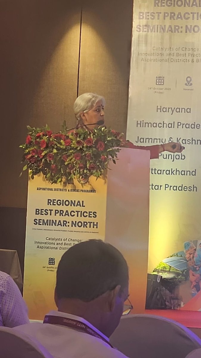 DC Bandipora presented a Story of Change showcasing innovative agricultural initiatives from Aspirational Block Tulail at the Regional Best Practice Seminar (North) held in Varanasi, UP.
<a href="/NITIAayog/">NITI Aayog</a> <a href="/OfficeOfLGJandK/">Office of LG J&K</a> <a href="/CM_JnK/">Office of Chief Minister, J&K</a> <a href="/diprjk/">Information & PR, J&K</a> <a href="/dcbandipora/">Deputy Commissioner Bandipora</a> <a href="/indukanwal/">indu chib</a> <a href="/ddnewsSrinagar/">DD NEWS SRINAGAR</a>