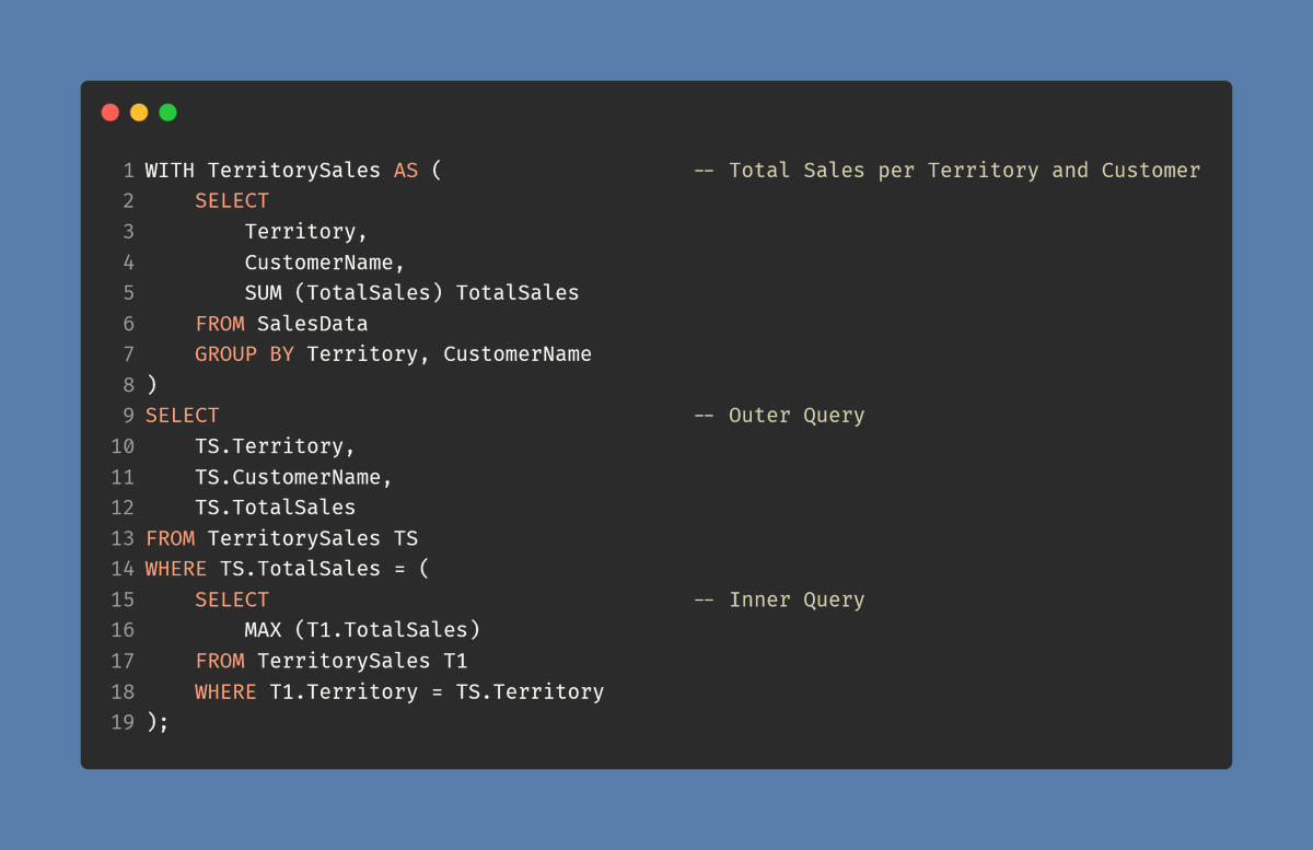 armani0GK's tweet image. Been working on CTEs and subqueries lately
Can you tell what this query is doing?
#SQL #DataAnalytics #SQLServer #LearningInPublic #datafam