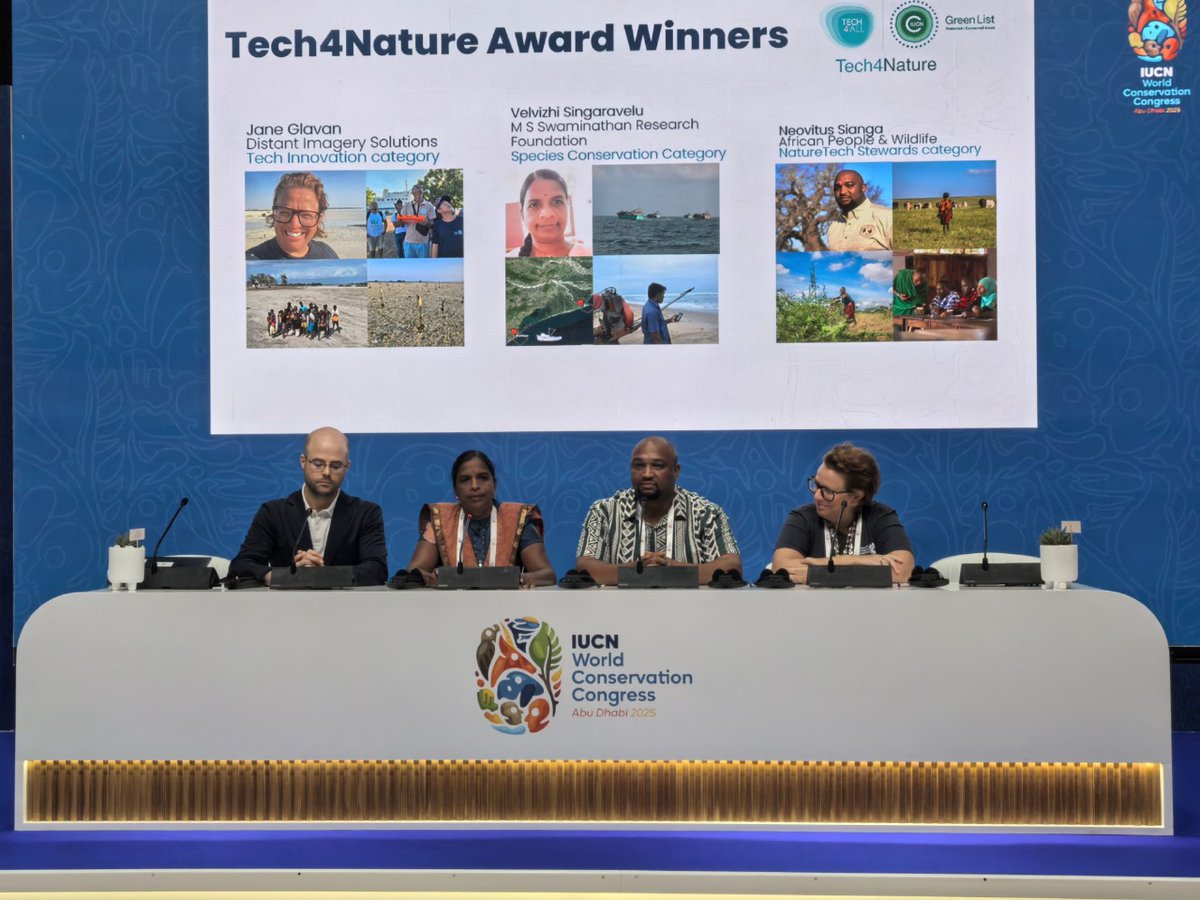 mssrf's tweet image. Dr. Velvizhi S. (Area Director,  Coastal and Marine Resources Programme, MSSRF) receiving the @HUAWEI_TECH4ALL #Tech4Nature Award at the @IUCN World Conservation Congress in 📍 Abu Dhabi on 13th October—a moment that reflects the collective effort of communities, partners, and…