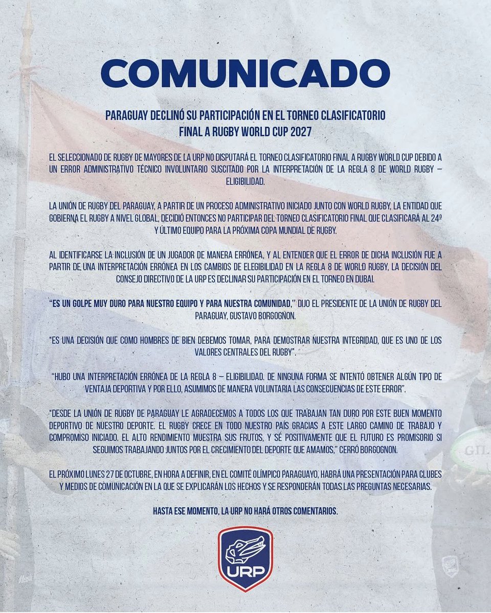 Danichung's tweet image. Insólito lo del Rugby. Luego de su hazaña mayor, se deben bajar de dicho logro.
