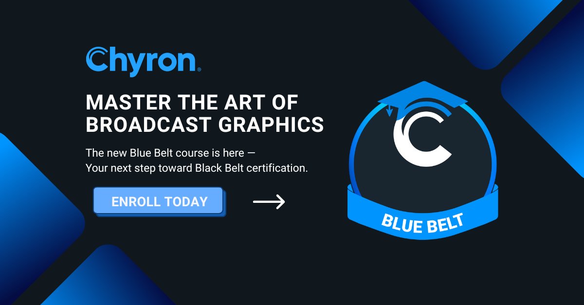 🎓 Level Up with the New Blue Belt Course – Now Live!
Featuring enhanced design workflows, interactive simulations, and a stronger foundation for those aiming for the Black Belt level.

🔗 Start learning → hubs.la/Q03N_8fX0

#SinceDayOne #ChyronAcademy #LiveProduction
