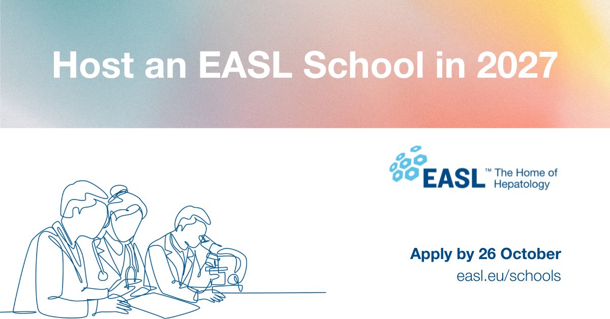 Host an EASL School in 2027 in your European Institution!
Polish your application and send it by this Sunday, 26 October, 23:59 CET!

Read more: easl.eu/events/easl-co…

#LiverTwitter #LiverX