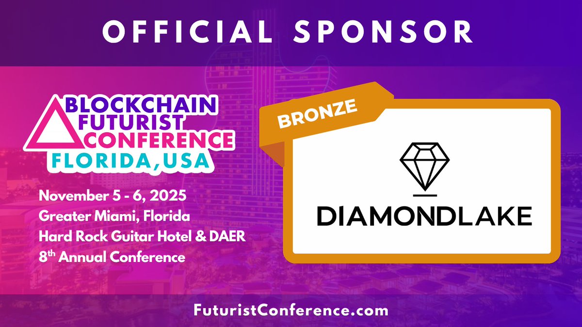 Blockchain Futurist Conference (@futurist_conf) on Twitter photo ⚡ Diamond Lake Minerals is powering the future at Futurist Miami ⚡
Proud to welcome <a href="/DiamondLakeMinI/">DiamondLake ($DLMI)</a> as an official Bronze Sponsor of the 8th Annual Blockchain Futurist Conference 🌴
📅 Nov 5-6, 2025
📍 DAER & Hardrock Guitar Hotel
Making the future of Web3 possible 💫 ⚡ Diamond Lake Minerals is powering the future at Futurist Miami ⚡
Proud to welcome <a href="/DiamondLakeMinI/">DiamondLake ($DLMI)</a> as an official Bronze Sponsor of the 8th Annual Blockchain Futurist Conference 🌴
📅 Nov 5-6, 2025
📍 DAER & Hardrock Guitar Hotel
Making the future of Web3 possible 💫