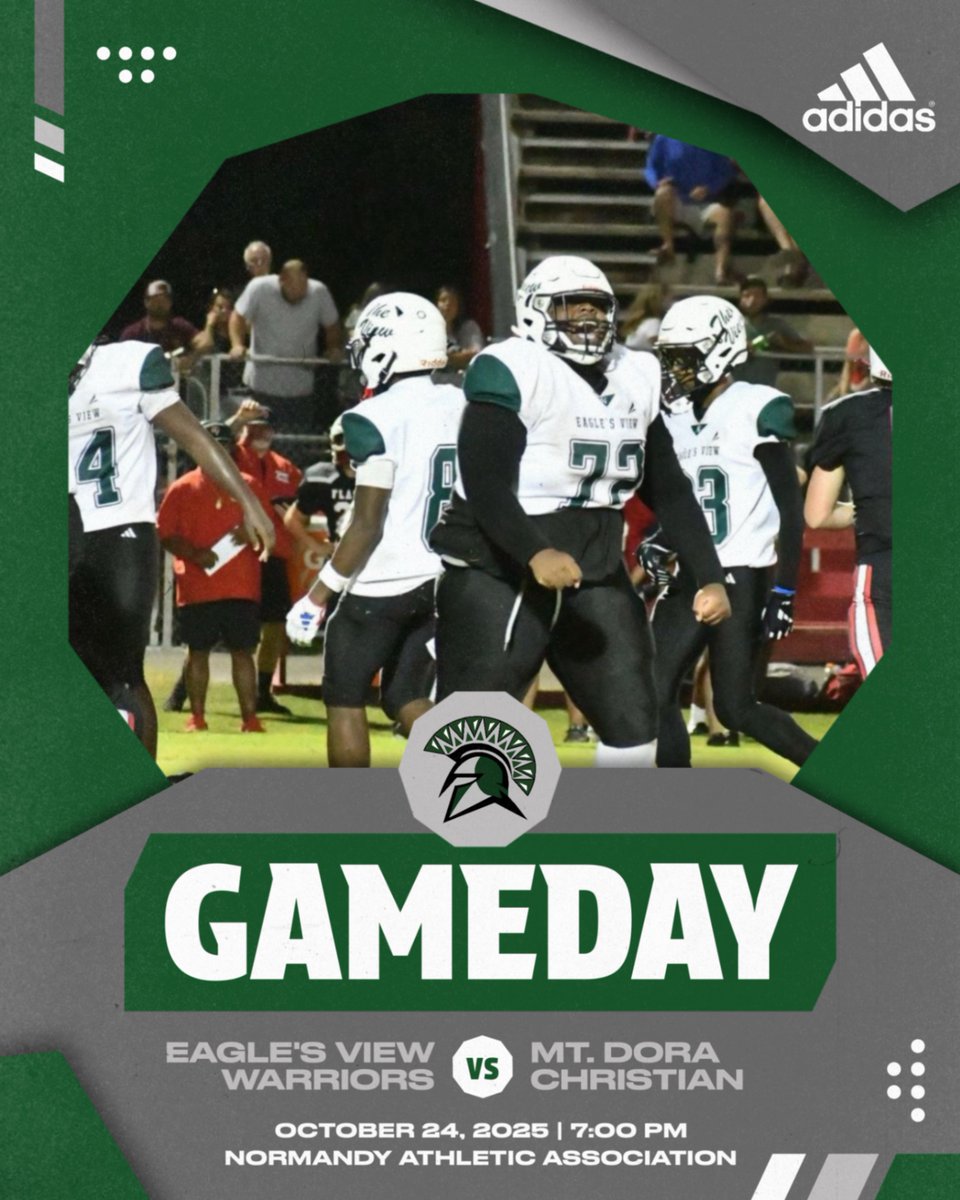 EVAWarriorsAthl's tweet photo. Warriors take on the Bulldogs from Mt. Dora Christian in a gridiron clash tonight at 7pm! Let's pack out the stands!
#BLACKOUTNIGHT https://t.co/hHyWQLubf5