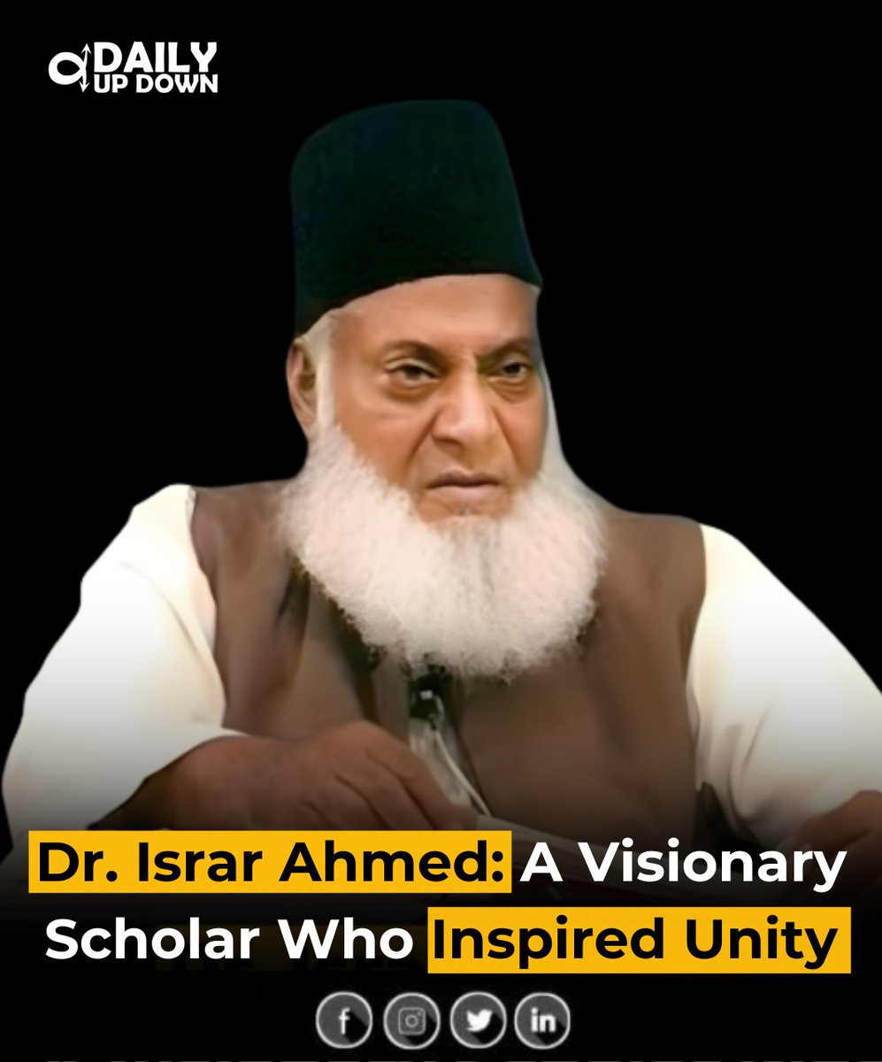Daily_UpDown's tweet photo. Dr. Israr Ahmed, after earning his MBBS, devoted his life to serving Islam. Author of over 60 books and a renowned Qur’an scholar, he shared his message with wisdom and sincerity, avoiding sectarianism and promoting unity among Muslims. https://t.co/iGaqy8lvx0