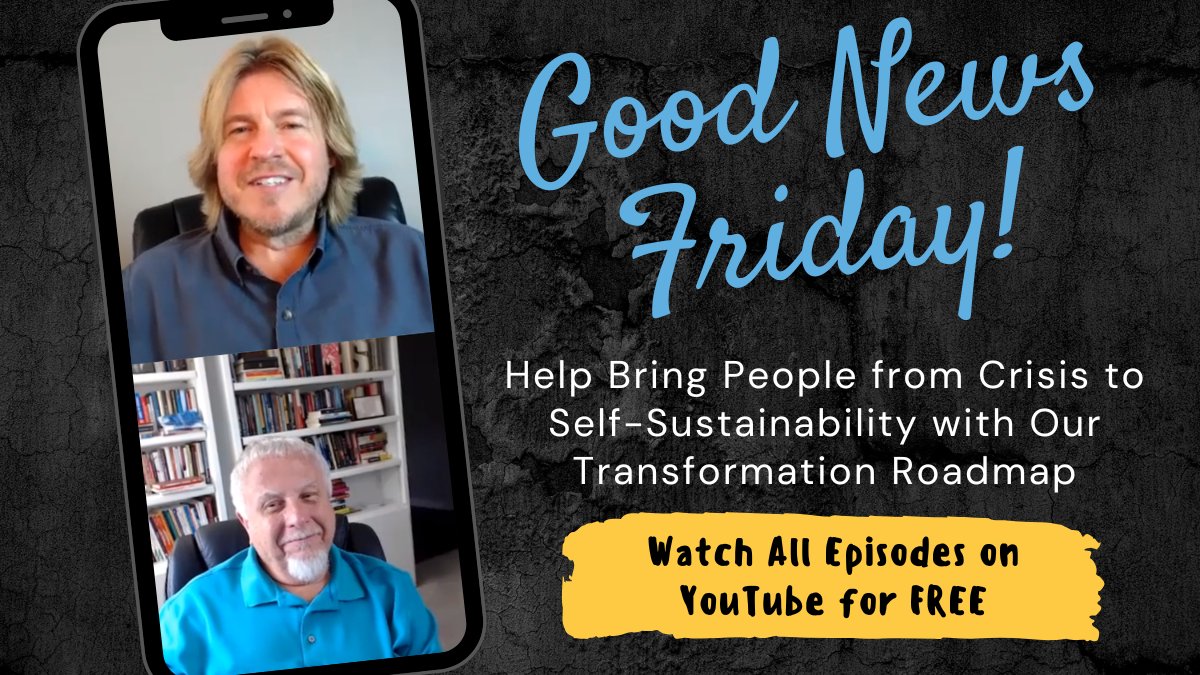 SimonSolutions's tweet image. Tune in with Mike &amp;amp; Joey for another episode of #GoodNewsFriday. 📺 ow.ly/5bC150XaWUs

Learn how to use our &quot;Transformation Roadmap&quot; model and the step by step process necessary for a person to move from crisis to self-sustainability.