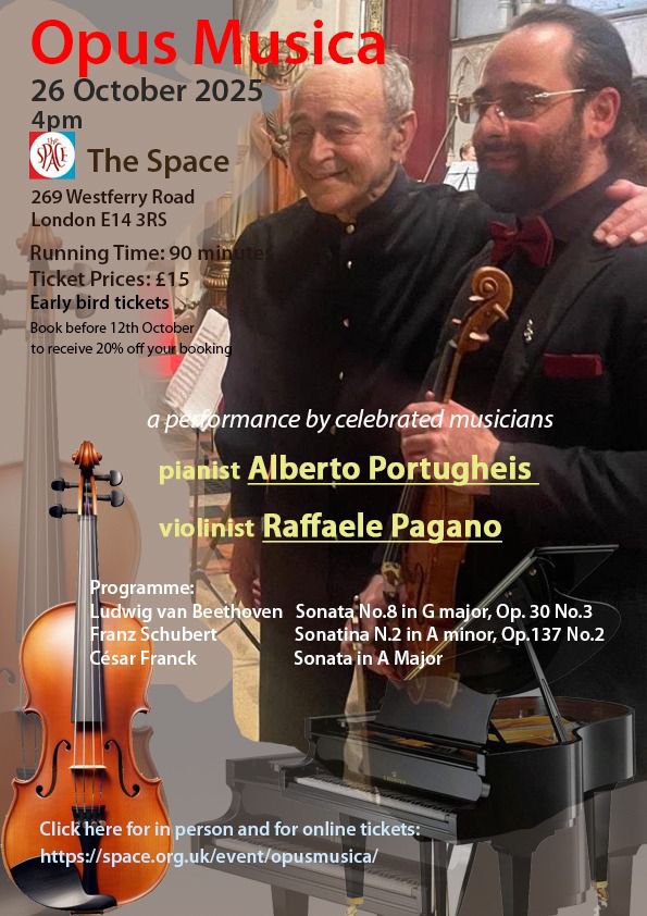 APortugheis's tweet photo. This Sunday, an exciting concert with the talented young Neapolitan violinist Raffaele Pagano. The Space is a wonderful intimate venue, with excellent acoustics. 

Tickets https://t.co/PmVfhkZxHG
Streaming https://t.co/KP0cnJuHk1 https://t.co/EEWwEZtKB5