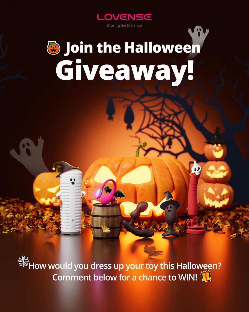 🎃 Halloween Giveaway Time! 🕸️

Halloween is here, and our Lovense toys are getting into the festive spirit! One lucky winner will get a Lovense toy of their choice (Mini &amp; X Machine excluded).

Here's how to enter:
1️⃣ Follow us 👉 <a href="/Lovense/">LovenseOfficial</a>
2️⃣ Like &amp; Repost to spread the vibe
3️⃣