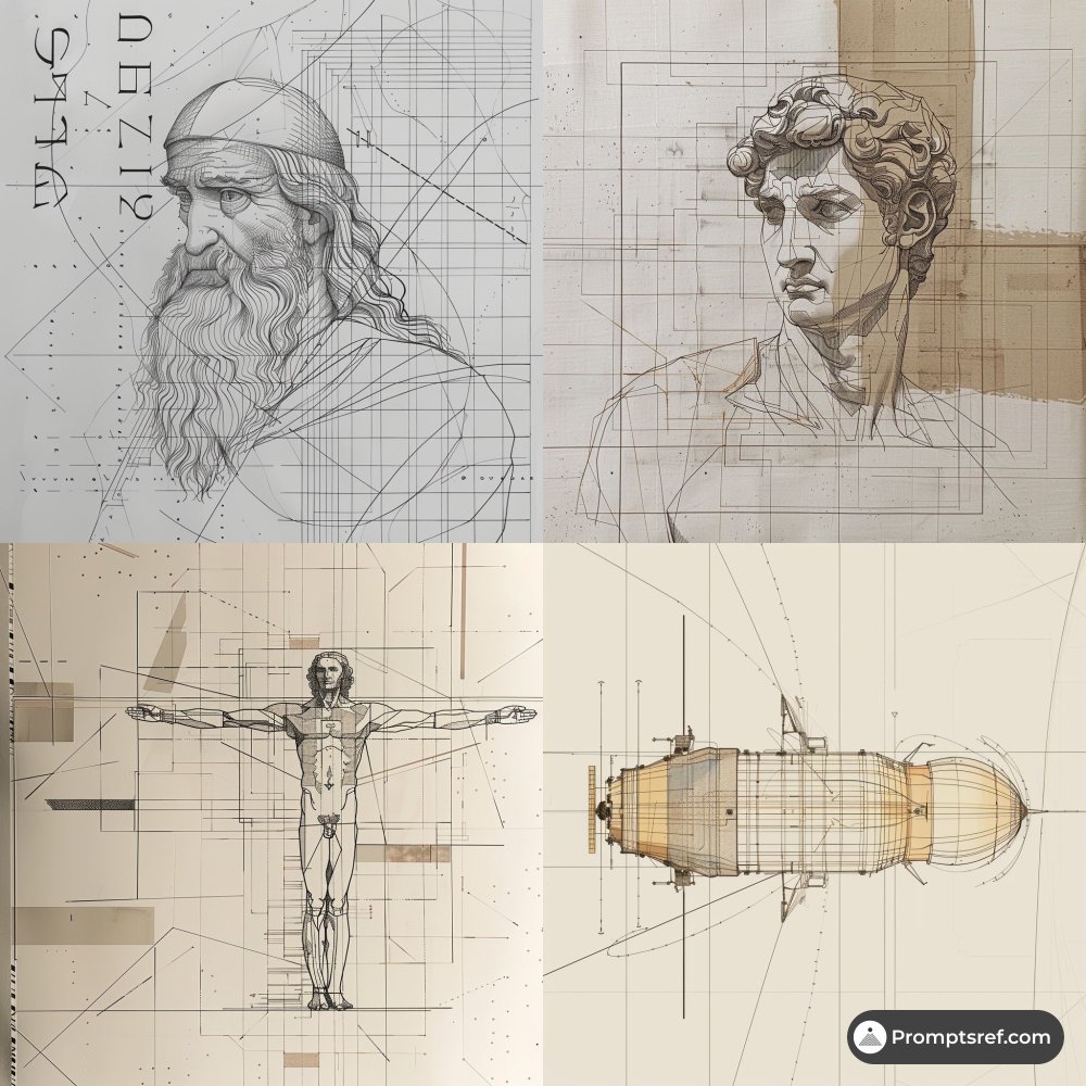 midjourney_sref's tweet image. 🚀 Discover the magic of blending old and new!  
Renaissance meets modern engineering in stunning artworks. 

✨ Key features:  
- Precise grid lines 🗺️  
- Warm sepia tones  
- Perfect for architectural designs &amp;amp; presentations  

Unleash your creativity! #midjourney #Art #design