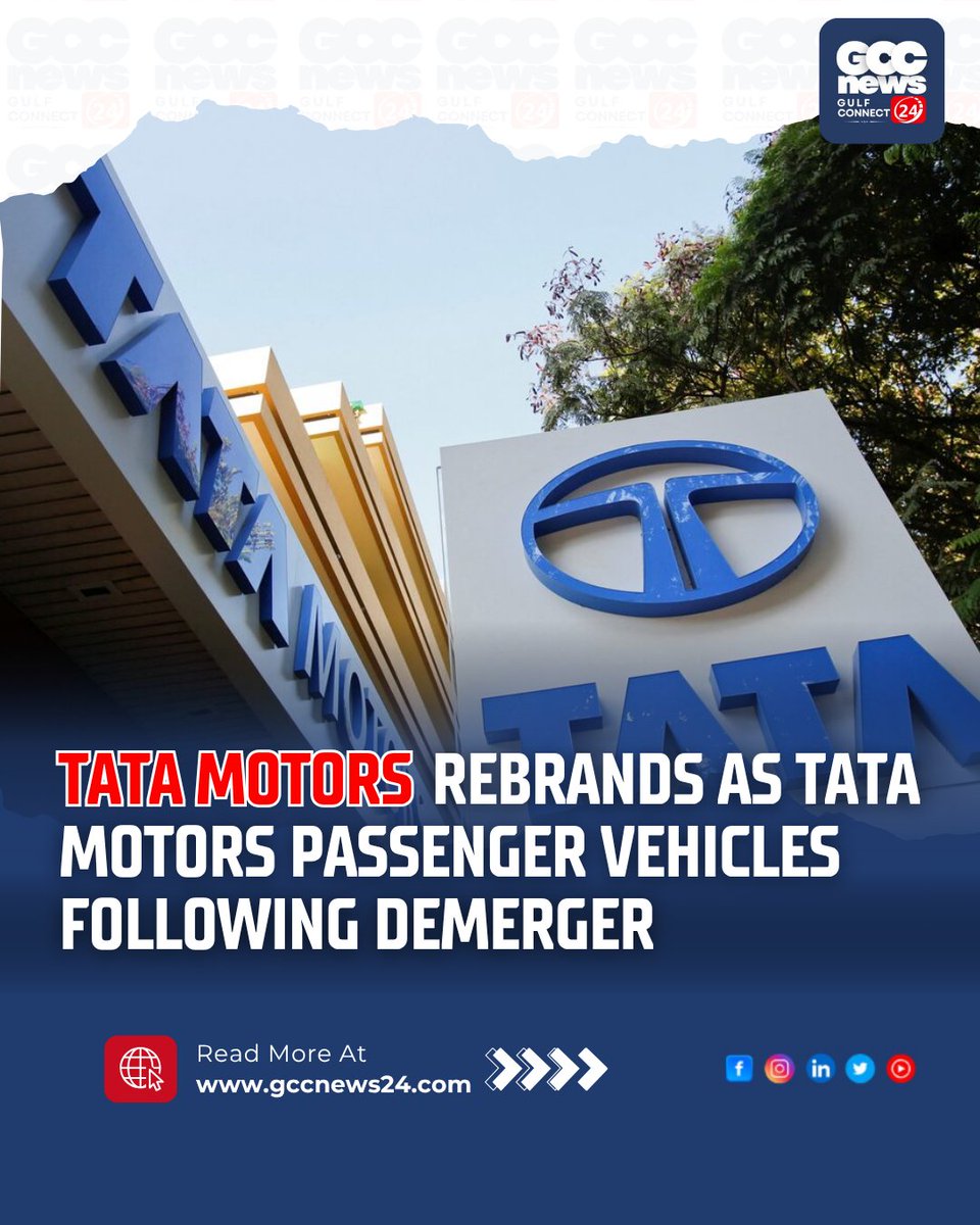 gccn24's tweet image. Tata Motors passenger vehicles division officially becomes TMPV,  focusing on cars, EVs, and Jaguar Land Rover. 
.
Read more: gccnews24.com/tata-motors-re…
.
#TataMotors #TMPV #Automotive