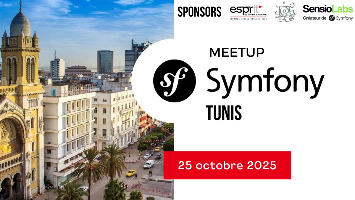 sensiolabs's tweet image. Ce samedi, c&apos;est le meetup Symfony Tunis 🌶️ 

Ravis de soutenir ce nouvel événement de la communauté #Symfony et #PHP en Tunisie 

📍 Esprit - Cebalat Ben Ammar
🕐 9:15-12:15 
➡️ Infos &amp;amp; inscription : tinyurl.com/y6rv5muu