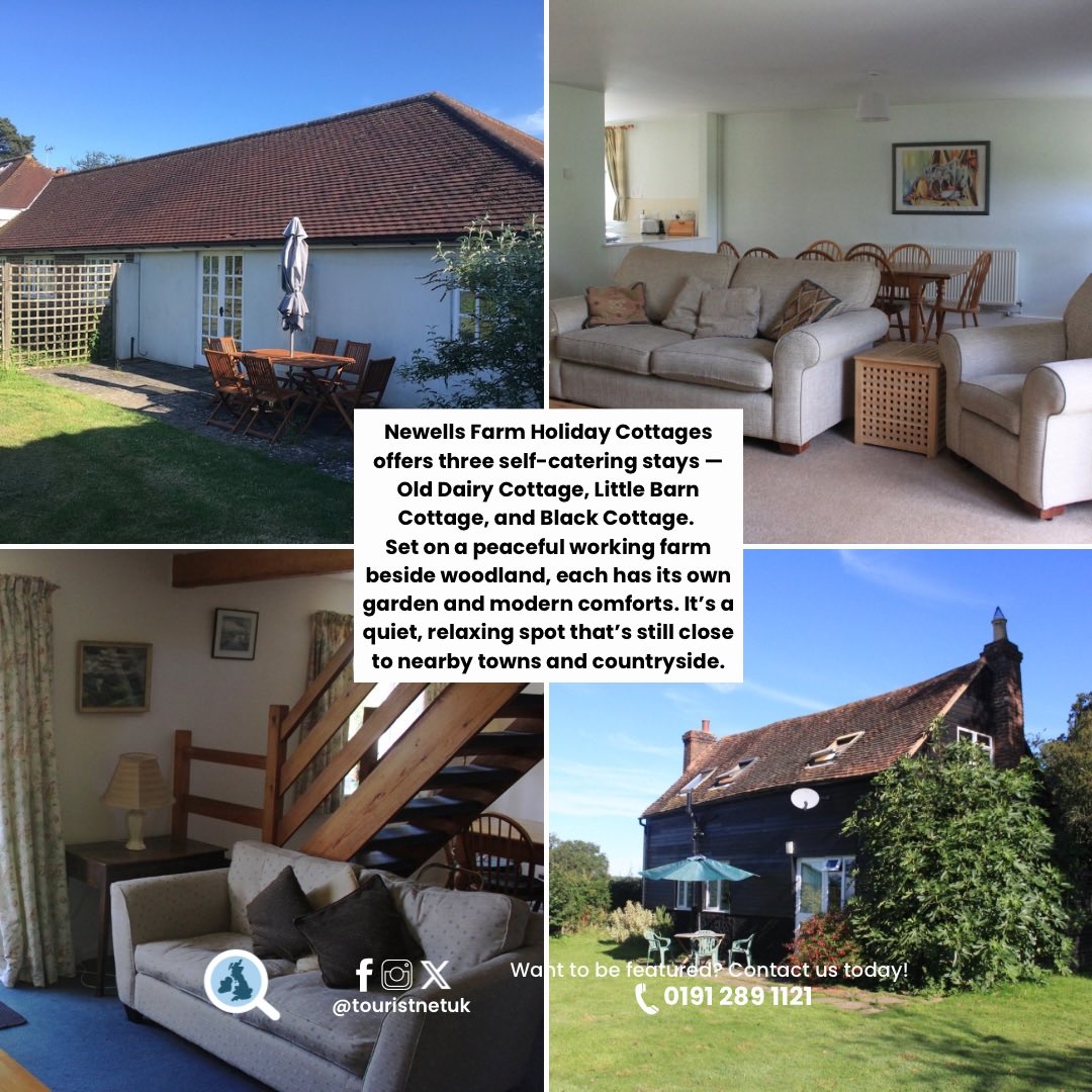 Escape to the countryside at Newells Farm Holiday Cottages 🌿
 Stay in one of three charming cottages — Old Dairy, Little Barn, or Black Cottage — each with its own garden and cozy, modern touch.
 Peaceful walks, open fields, and pure relaxation await 🤍