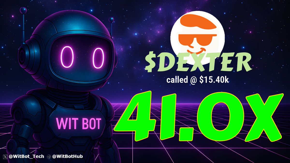 WitBot_Tech's tweet image. halfway to the 100x club. $DEXTER is now at 41.0X. what a ride. $SOL