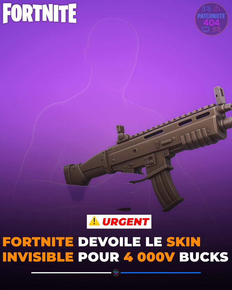 PatchNote_404's tweet image. 🚨 NOUVELLE COLLAB FORTNITE 🚨

Epic Games frappe (très) fort avec le skin “Invisible” 😎
Un concept révolutionnaire :

🪞 0 texture
💨 0 FPS perdu
💸 4 000 V-Bucks pour… rien du tout.

Epic promet “un skin parfaitement équilibré” —
traduction : tu vas te faire one-shot sans…