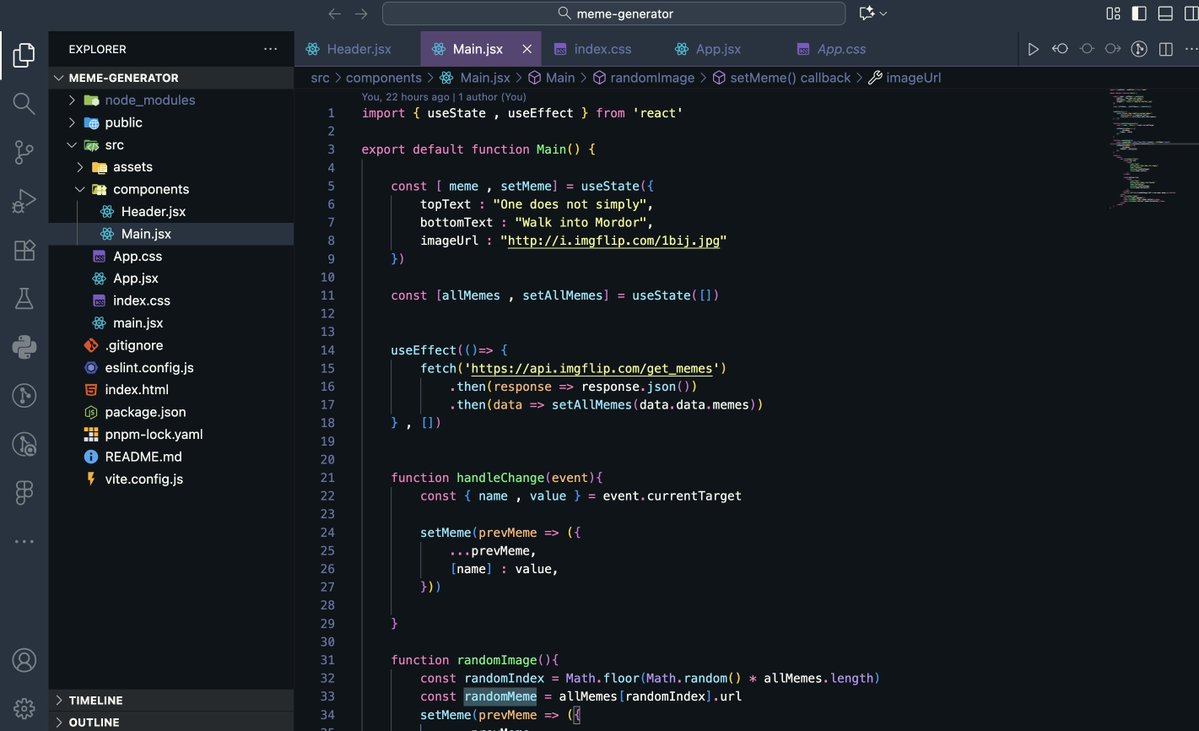 walkerthecutev's tweet image. Day 16 of #100DayOfCode 
- I used what I learnt in useEffect to build a simple project - meme generator
- I explored cleanup functions 
- I went back to my chef claude project to add scrollIntoView() - when the user clicks on get recipe button.
Next is building some cool projects