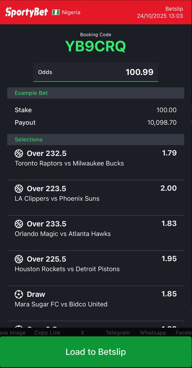 ⚽️ &amp; 🏀
SportyBet code: YB9CRQ

100 odds 😎

REPOST TO WIN 🔥