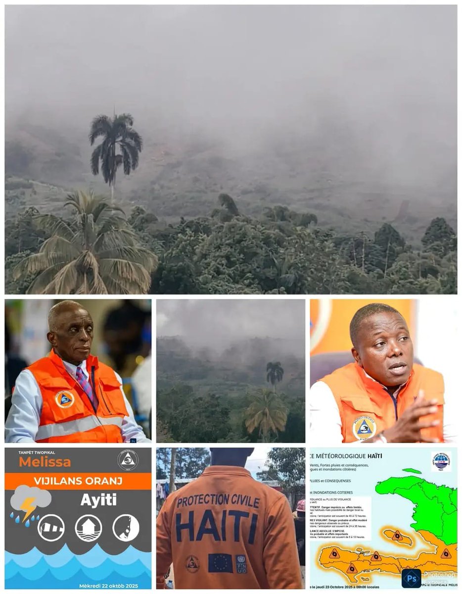 lequotidien509's tweet photo. La tempête Melissa continue de provoquer des dégâts matériels et humains dans plusieurs régions du pays : jeudi, un glissement de terrain à #Fontamara a causé la mort de deux personnes et blessé une autre, selon le ministère de l’Intérieur haïtien (@MInterieurHaiti). Dans le Nord-Est, un pont a été détruit à #SainteSuzanne, perturbant la circulation locale. À Port-de-Paix, plusieurs habitations ont été endommagées ou totalement détruites, comme le confirment les autorités. #lequotidien509 #Melissa