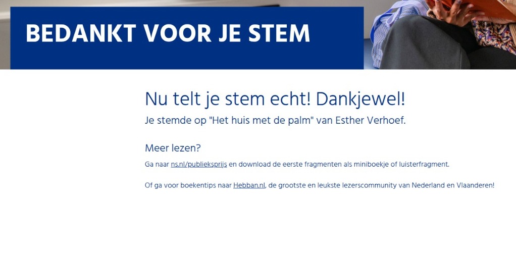 Robertijsbeer's tweet image. #NSPublieksprijs @estherverhoef nspublieksprijs.nl #NS #EstherVerhoef