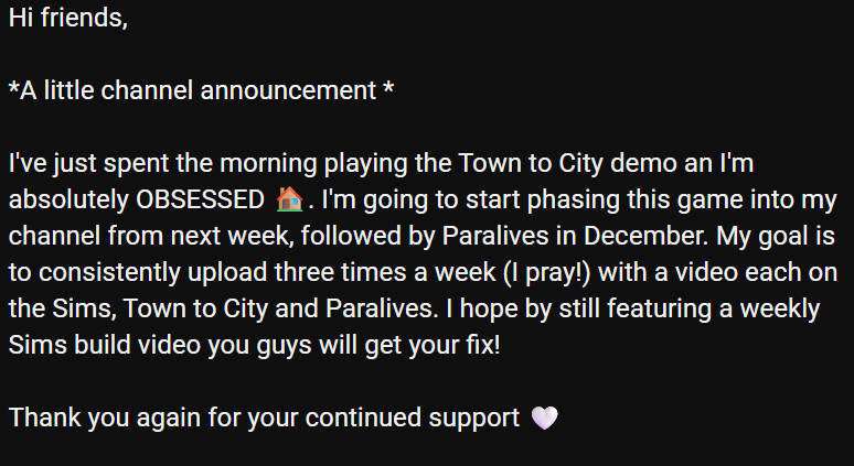 gentlespaces's tweet image. Yet another note from a tiny Sims creator!