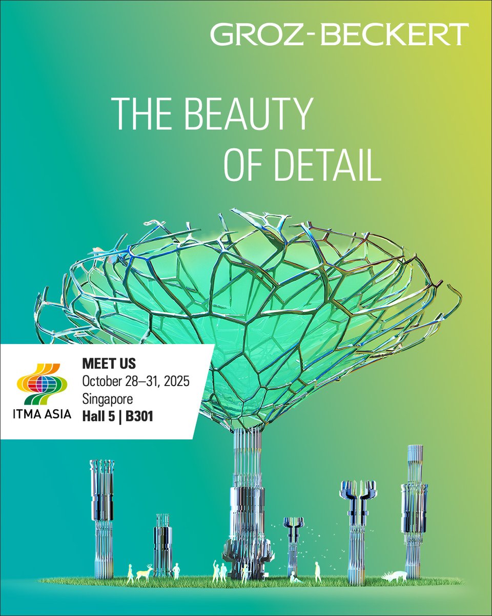 MagazineTextile's tweet photo. Precision meets innovation.
#GrozBeckert sets benchmarks in textile tech with advanced tools &amp; services across the value chain. 🌍✨

📍 Meet Groz-Beckert at ITMA ASIA + CITME 2025 – Hall 5 | B301

🔗 𝐃𝐢𝐬𝐜𝐨𝐯𝐞𝐫 𝐦𝐨𝐫𝐞: https://t.co/M9nvzfxMxd 

 #ITMAASIA2025 https://t.co/r5HUfWR2Eh