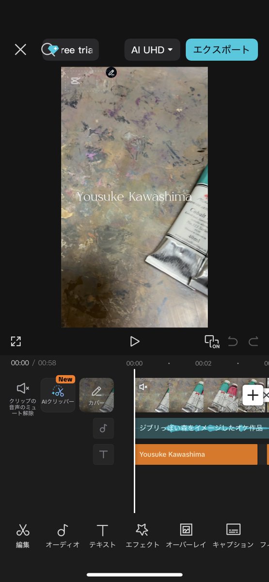 昨日、急に思い立って動画を勉強中。
結構直感で作れる。
まだまだだけど、わりと面白い。
めんどくさくならない程度に続けてみよう。