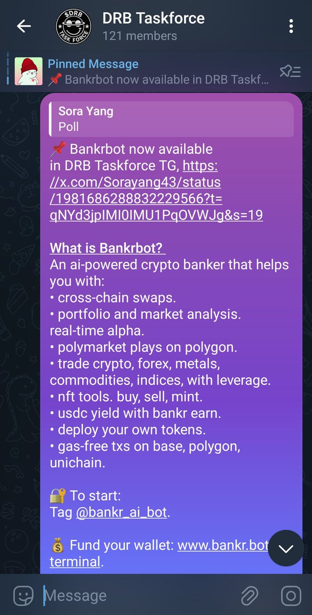 An overwhelming "Yes", <a href="/bankrbot/">Bankr</a> is now available in DRB Taskforce TG/Archive. 

Request access here 👉🏼 linktr.ee/DRBtaskforce