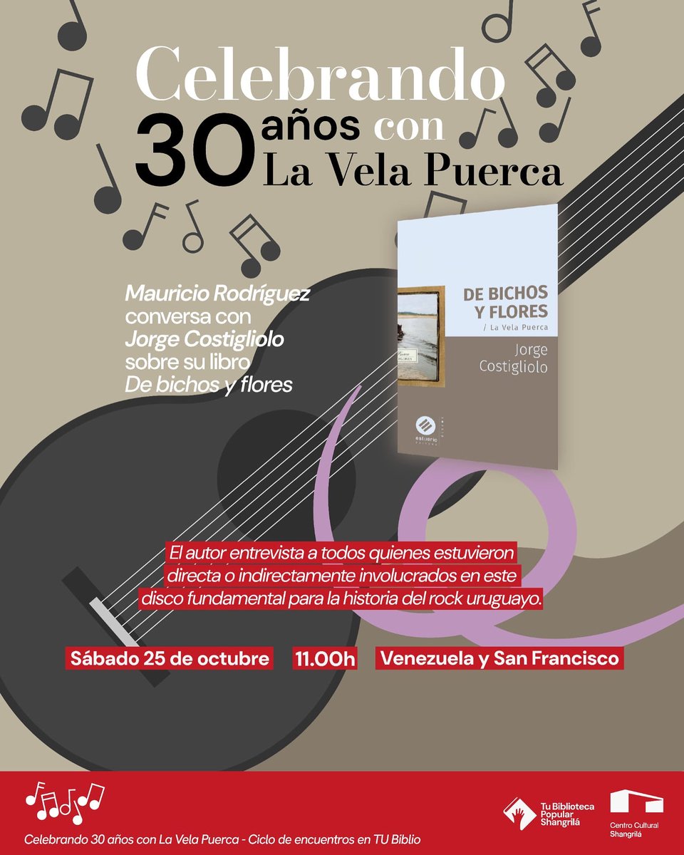 Mañana nos encontramos con el gran <a href="/costigliolo/">Jorge Costigliolo</a> en la querida biblioteca de Shangrila para hablar de bichos, flores y velas. Y de ese gran libro que sacó en el marco de la colección “Discos”, de <a href="/HUM_Estuario/">Casa editorial HUM</a> 

ArrimenséN que se va a poner buena la milonga! 

💙📗☺️🙌🎼