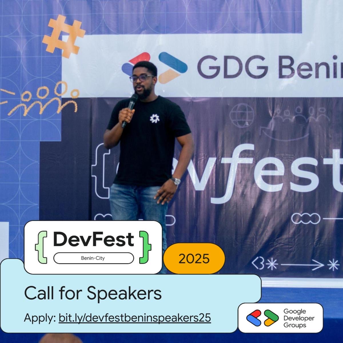 gdgbenin's tweet image. ✨ Call for Speakers – DevFest Benin 2025

Are you passionate about tech, product, design, or innovation? Do you have ideas or experiences that can inspire and educate others? 🎤

We’re calling on industry experts to speak at DevFest
Apply here 👇

bit.ly/devfestbeninsp…