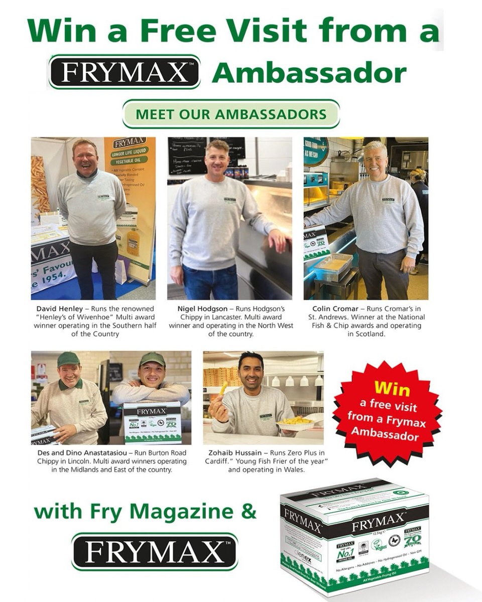 Win a free visit from a @frymax_cooking_oil ambassador 
For more information click here&gt;&gt; library.myebook.com/FryMag/fry-oct…

#fry #oil #fryingoil #fishandchips #frying #fish #chips #fishandchips🐟🍟 #fishandchipshop #competition #win