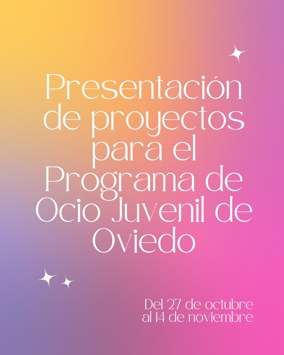 ✅La concejalía de Juventud abre el lunes, 27 de octubre, el plazo de presentación de propuestas de actividades de ocio para la participación de entidades sin ánimo de lucro del concejo de Oviedo en el Programa Ocio Juvenil de Oviedo 2026.

 tinyurl.com/2abazeaz