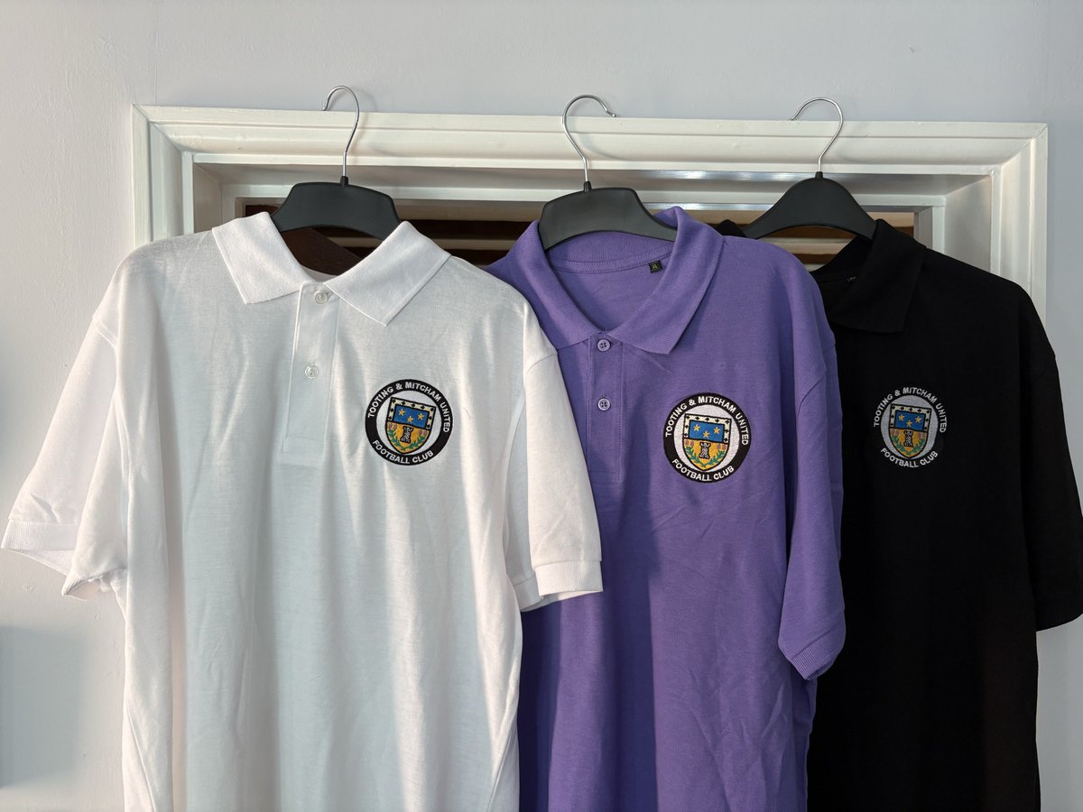 The club shop will be stocking some new polo shirts - available from tomorrrow’s game against Camberley Town.

Available on range of adult sizes and three colours - black, white and lavender.

Will post mail order too - please message here or email tmufc@tmunited.org for details.