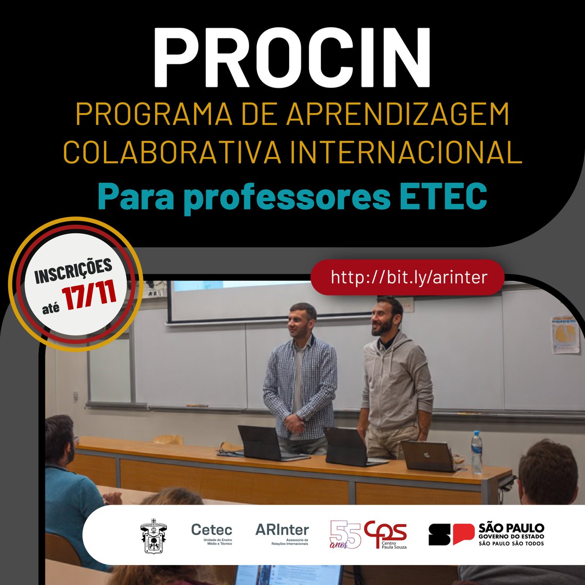 arintercps's tweet image. PROCIN 1º Sem 2026  

📅 Inscrições abertas até 17/11 
Acesse o Sistema ARInter: arintersql.azurewebsites.net/form2.aspxLink disponível na página de Editais Abertos da ARInter: arinter.cps.sp.gov.br/editais-aberto… 

Em seguida, preencha o Formulário Microsoft: forms.office.com/r/TWd1ZDDUV4

@arintercps
#arintercps