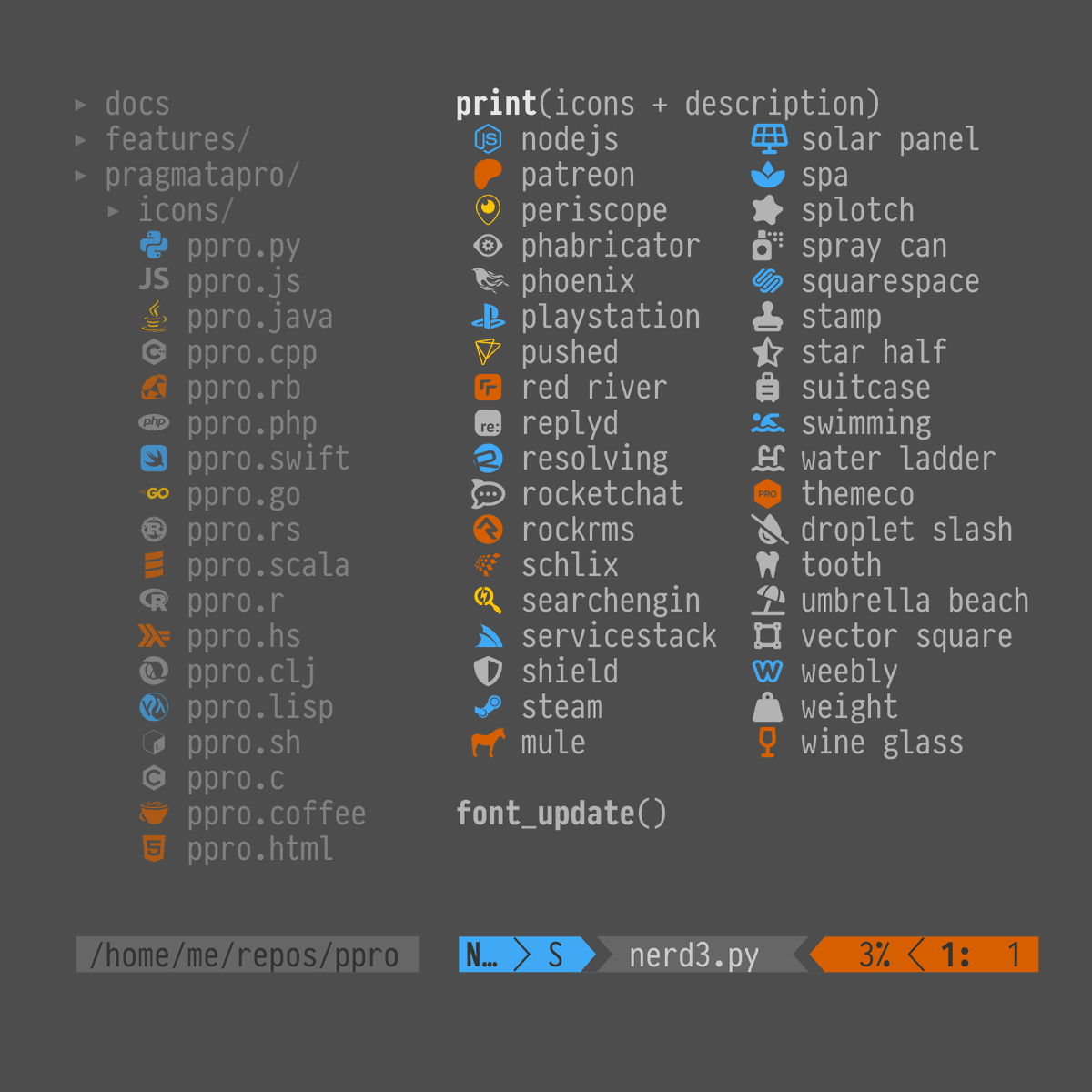 #Nerdfont #icons 3.0 are now fully included and optimized for the Mono versions too, starting with #PragmataPro 0.903

Download it → fsd.it/my-account/dow…