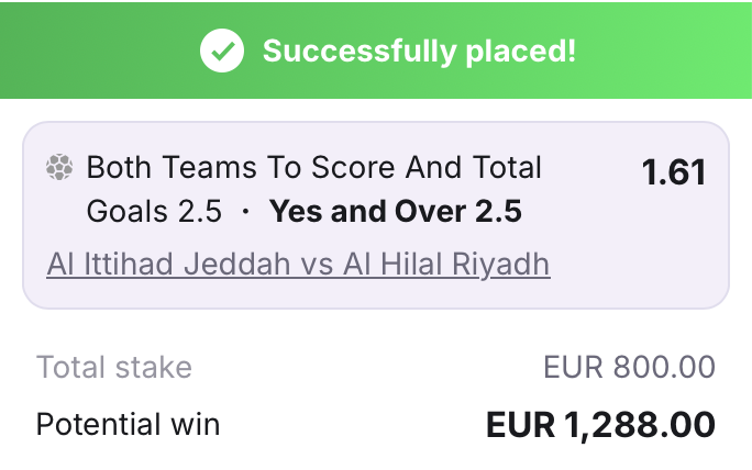 📅Friday's BOTD

🇸🇦Al Ittihad v Al Hilal

✨BTTS &amp; Over 2.5 @ 1.61

💸8 units stake at Crownslots

❤️Like if you're getting on too

🔗crownslotslink.com/h9rgbrcdy
