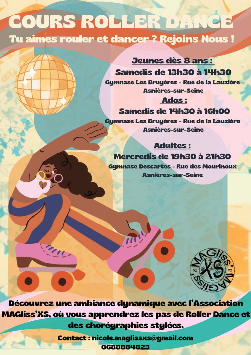 MAGlissXS's tweet photo. Vous savez tenir sur des rollers alors rejoignez un club cool et fun. IL reste de la place en roller dance adultes et jeunes et en freestyle slalom jeunes et adultes. https://t.co/07agm17nat